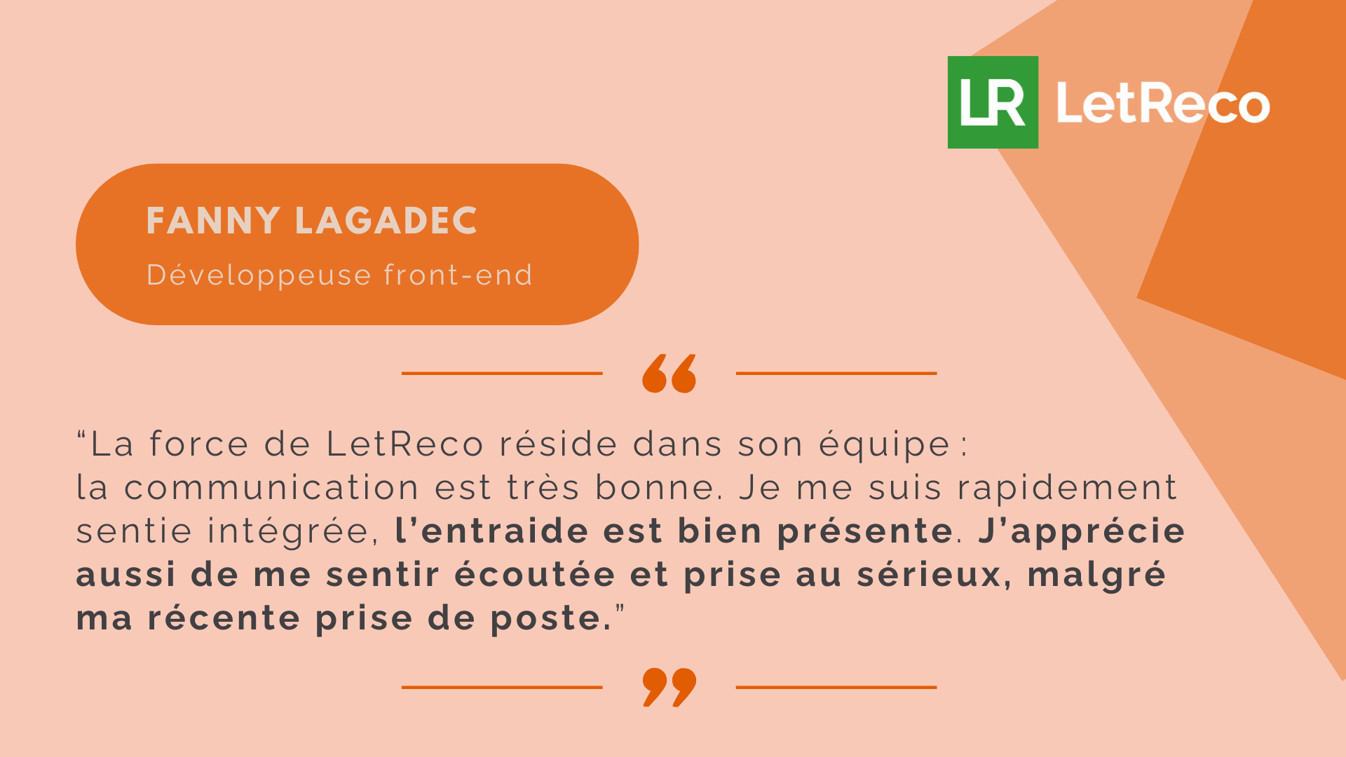 Témoignage : Fanny Lagadec, développeuse front-end chez LetReco